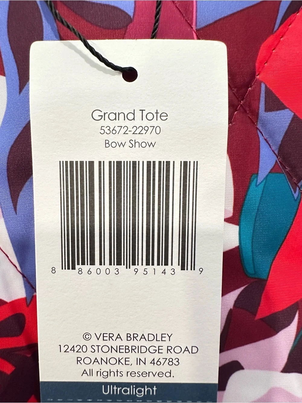 Vera Bradley Grand Tote in Bow Show Quilted Ribbon-Print Tote